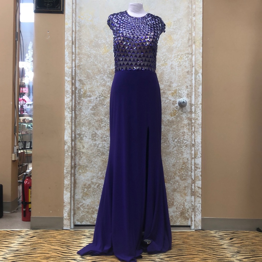 MORI LEE ILLUSION BODICE DRESS